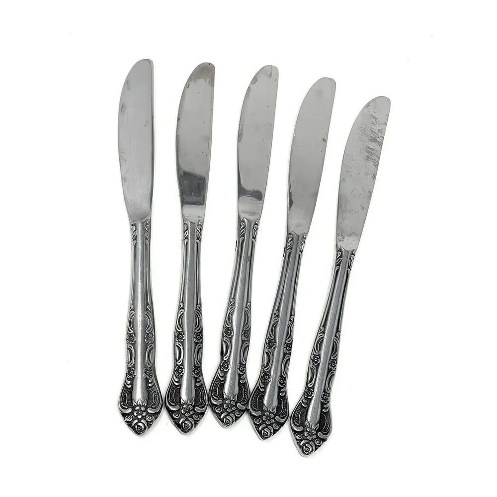 United Silver Acadia Stainless Dinner Place Knife Japan 8 3/8” Set Of 5